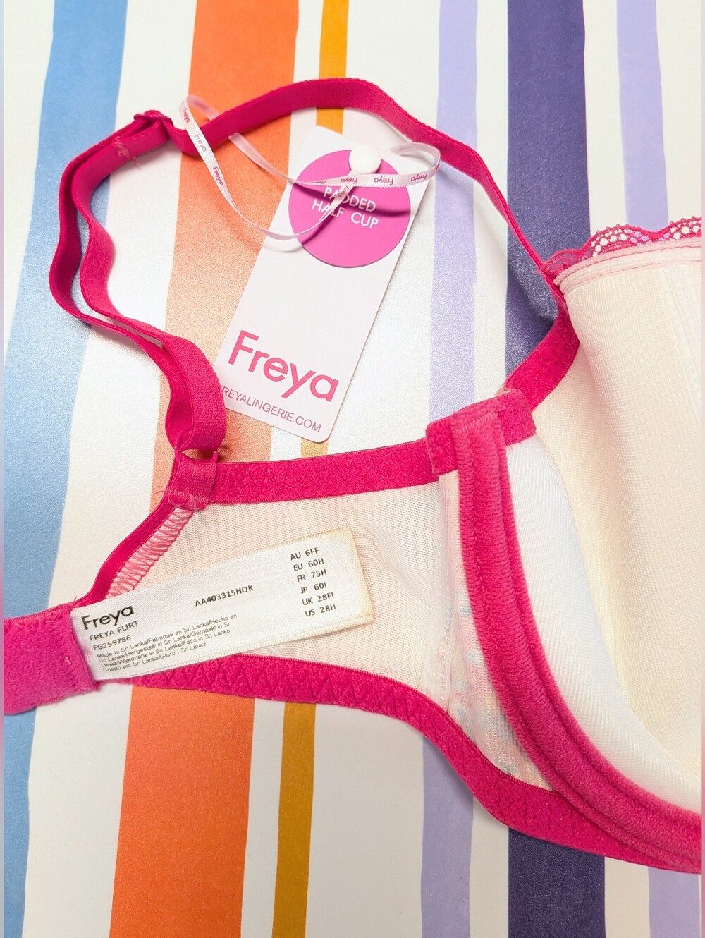 Freya Flirt Hot Pink Floral Print Bra - 28FF UK - Picture 5 of 6